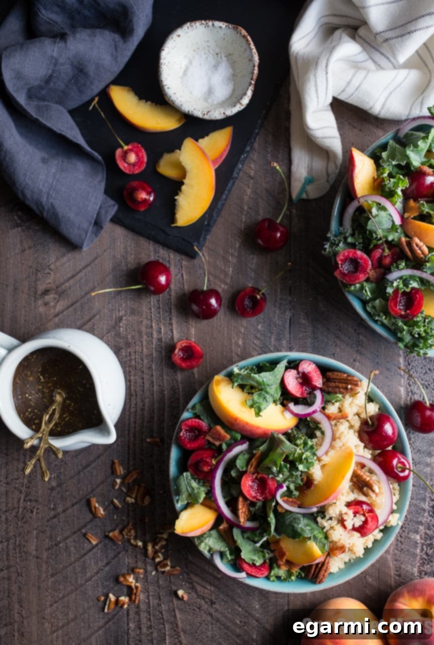 Easy Summer Stone Fruit Kale and Quinoa Salad Recipe