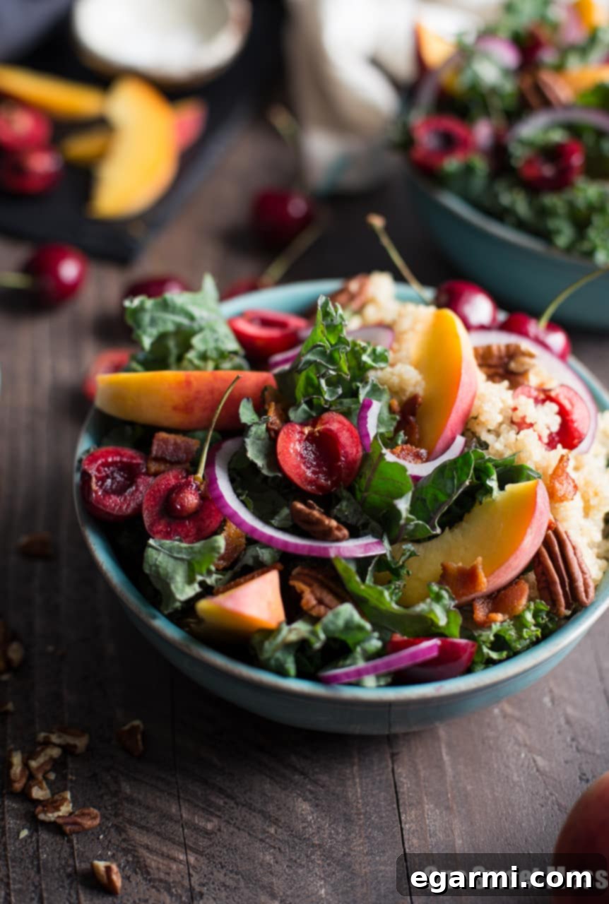 The Best Summer Stone Fruit Kale and Quinoa Salad