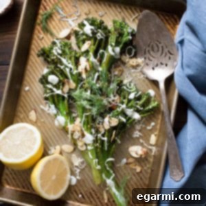 Roasted Broccolini with Dill Yogurt Sauce