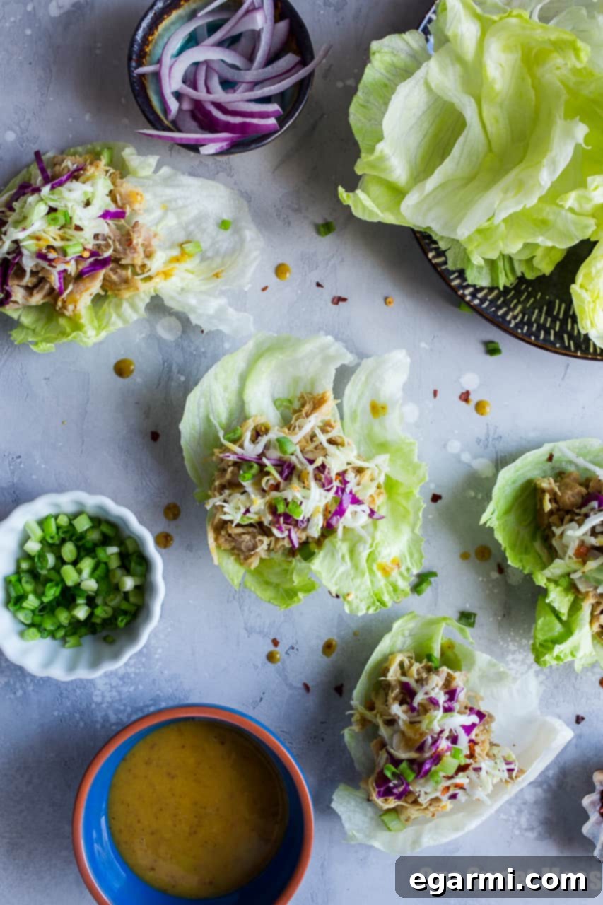 Maple Mustard Pulled Chicken Lettuce Cups 2 Gluten-Free Maple Mustard Pulled Chicken Lettuce Wraps