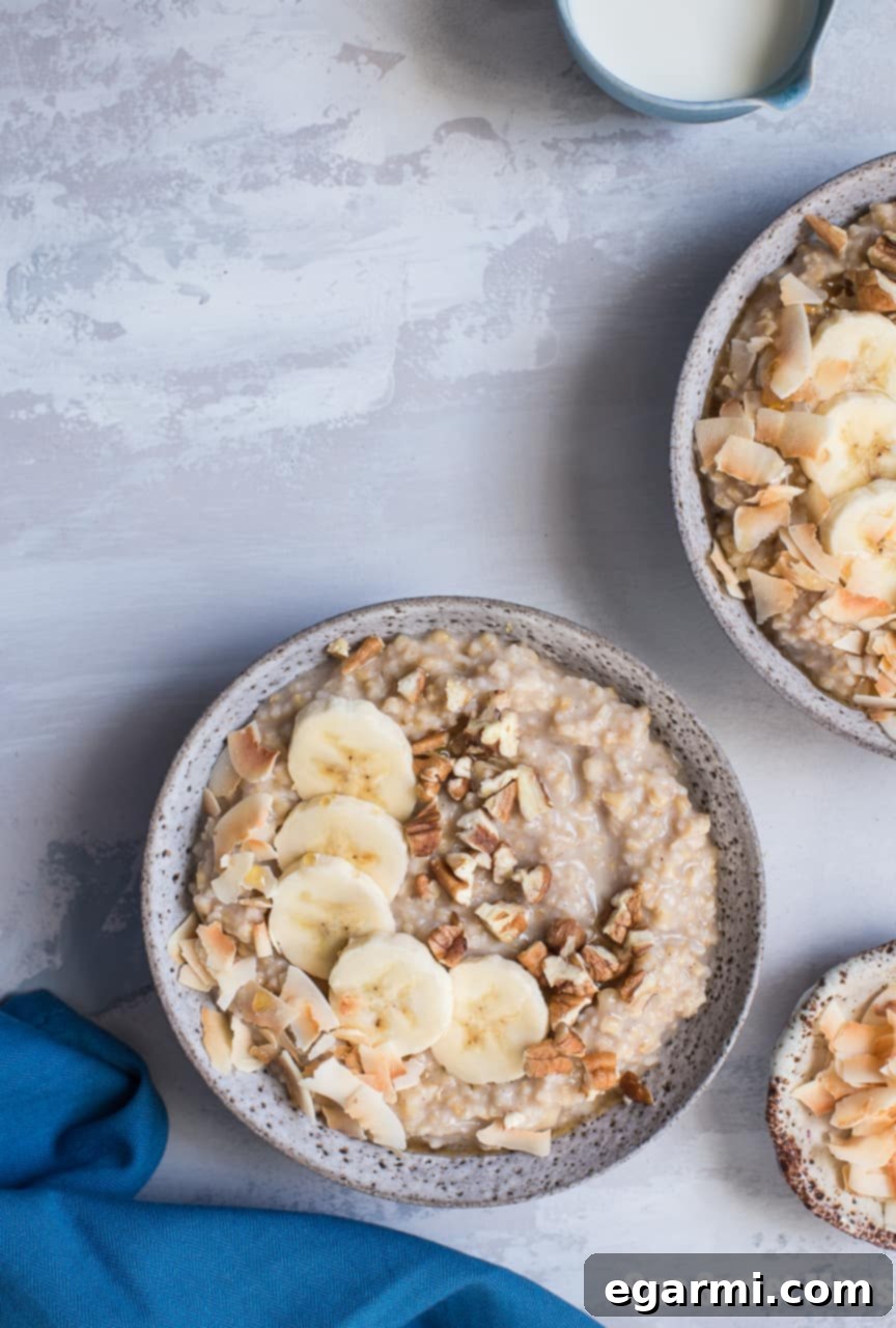Banana Bread Steel Cut Oatmeal {Gluten-Free + Vegan}