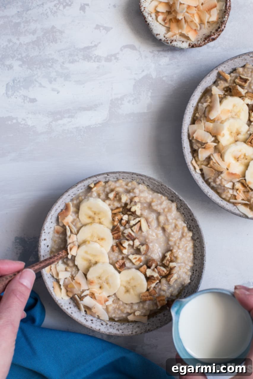 Banana Bread Steel Cut Oatmeal {Gluten-Free + Vegan}