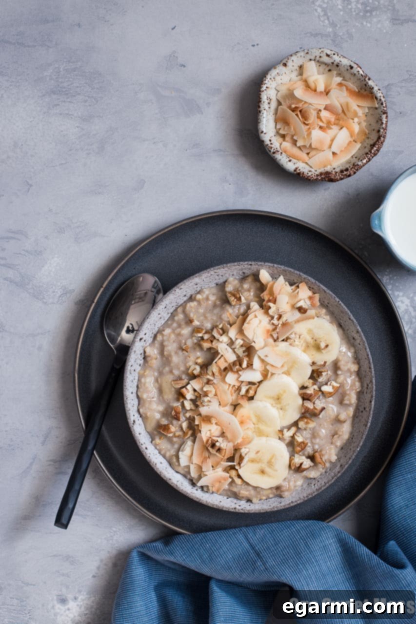 Banana Bread Steel Cut Oatmeal {Gluten-Free + Vegan}
