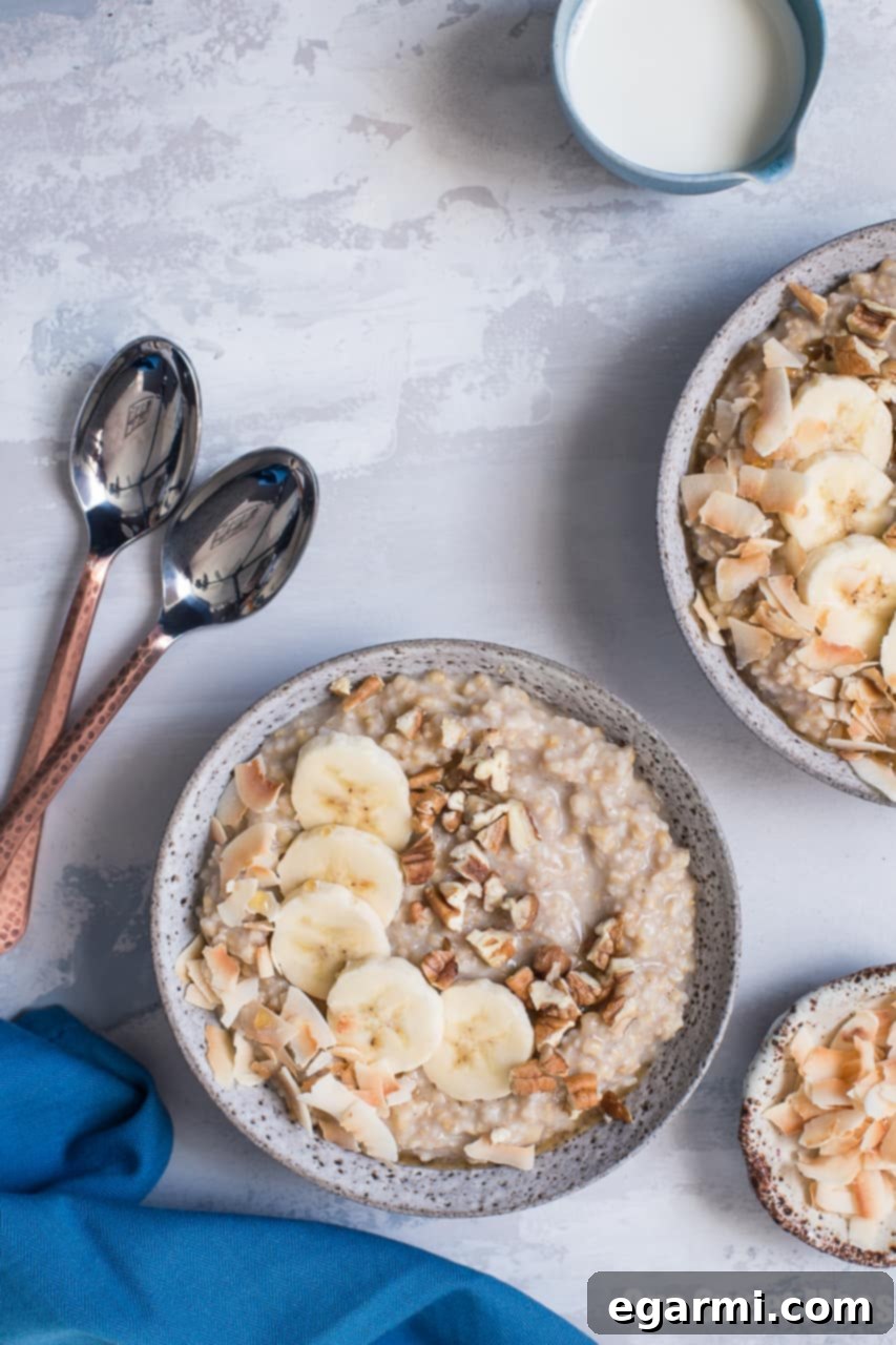 Banana Bread Steel Cut Oatmeal {Gluten-Free + Vegan}