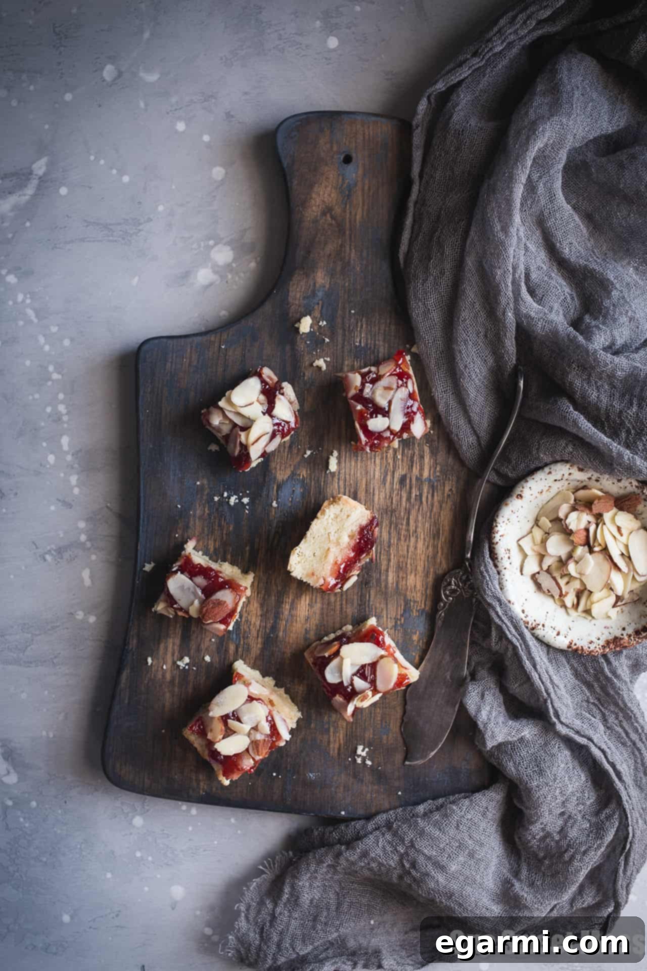 Gluten-Free Cherry Almond Shortbread Bars - Top View