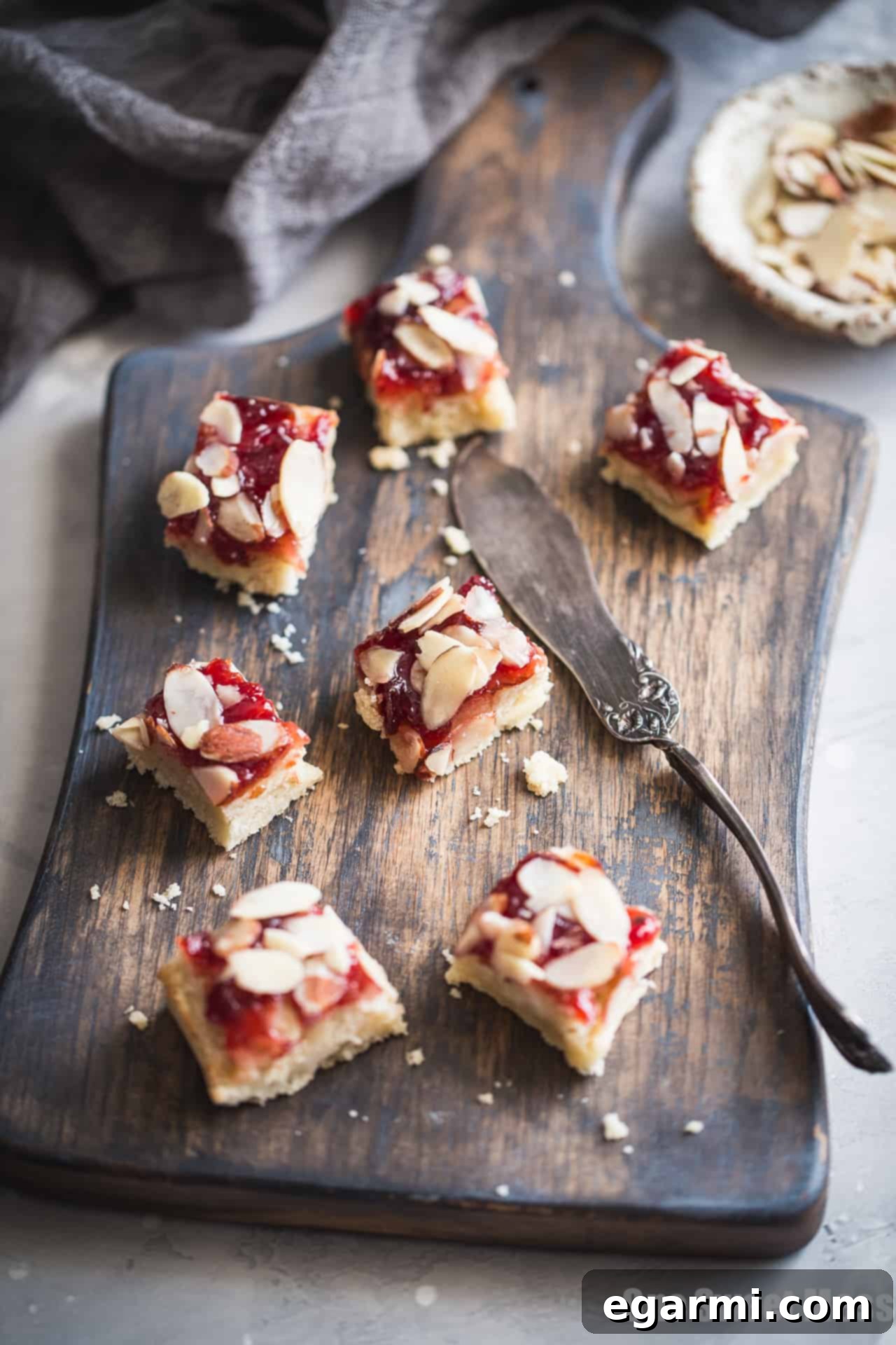 Gluten-Free Cherry Almond Shortbread Bars - Close-up