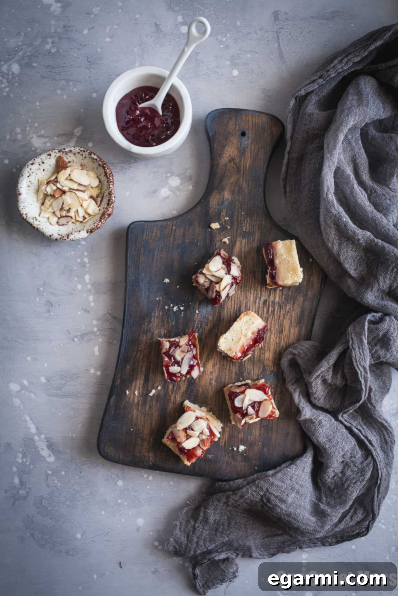 Gluten-Free Cherry Almond Shortbread Bars - Plated