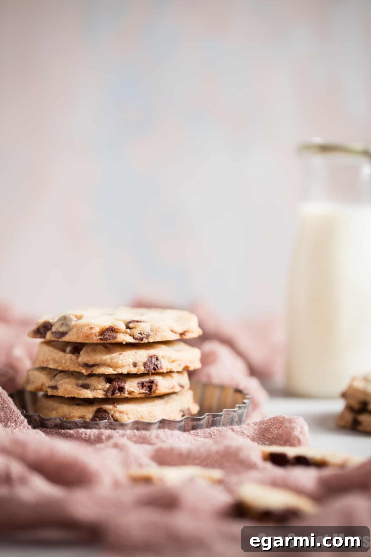 Baked Gluten-Free Chocolate Chip Shortbread Cookies ready to be served