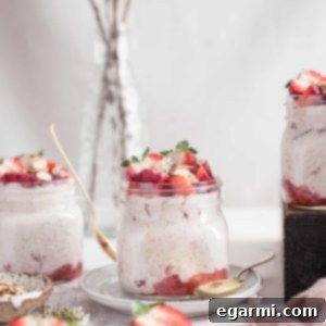 Strawberries and Cream Overnight Oatmeal {Gluten-Free + Vegan Option)