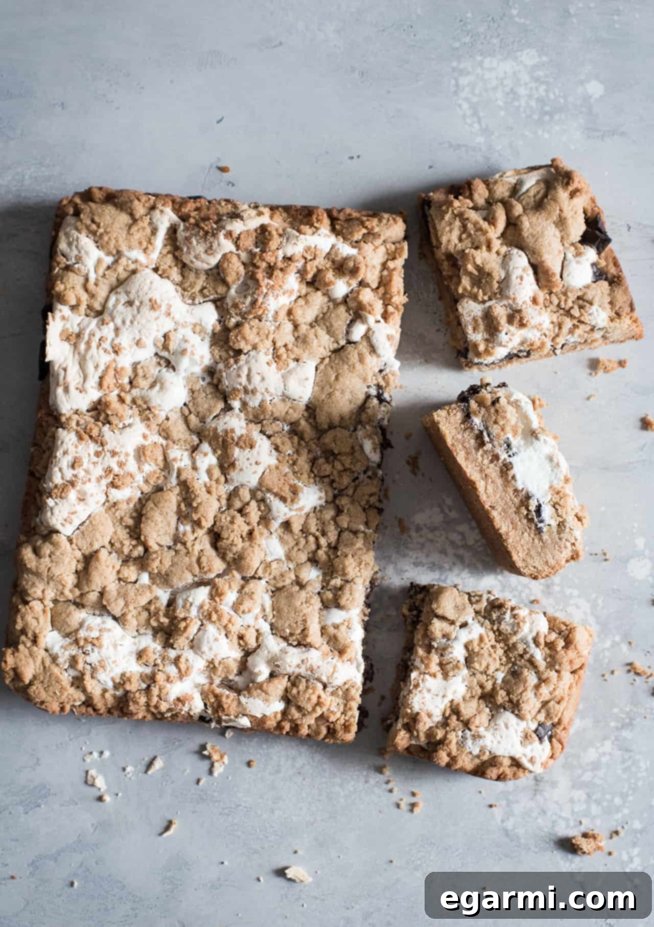 Gluten-Free Peanut Butter S'mores Bars ready to be served