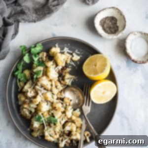 Lemon Pepper Parmesan Roasted Cauliflower