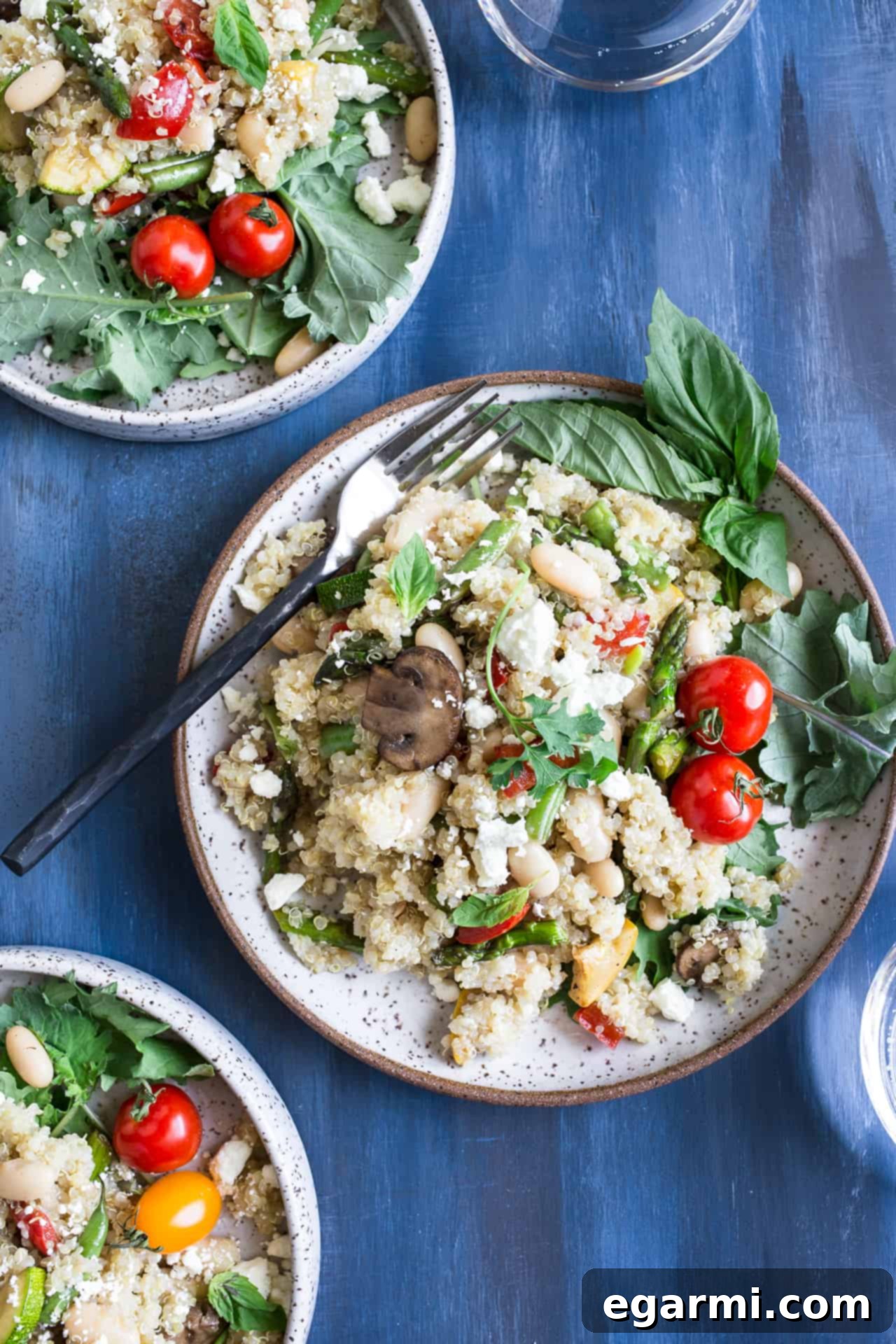 Grilled Vegetable Quinoa Salad with Basil Balsamic Vinaigrette