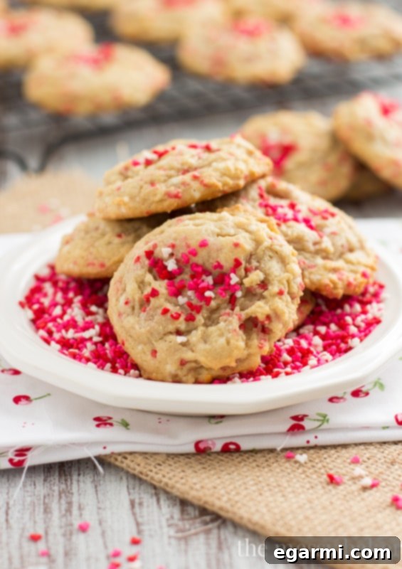 A plate of freshly baked Cream Cheese Funfetti Cookies