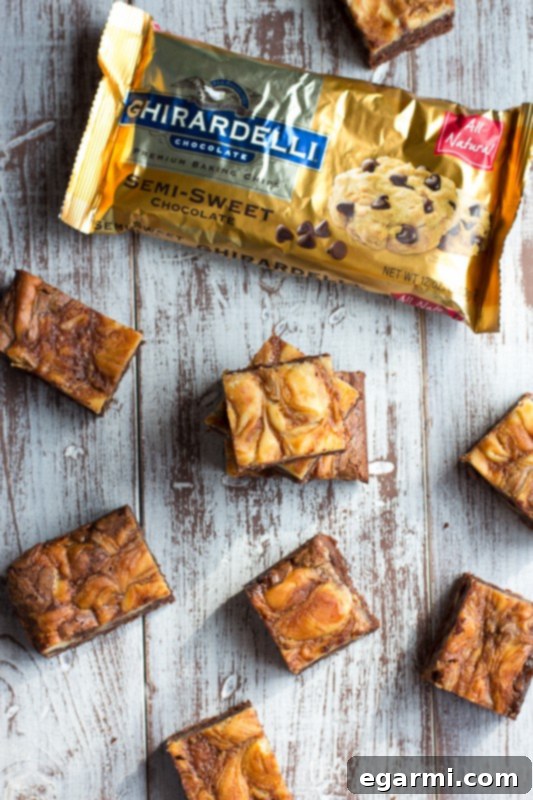 Turtle Cheesecake Swirl Brownies from www.themessybakerblog.com