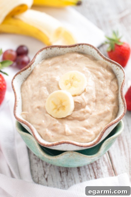 Peanut Butter Banana Dip {Healthy} | www.themessybakerblog.com