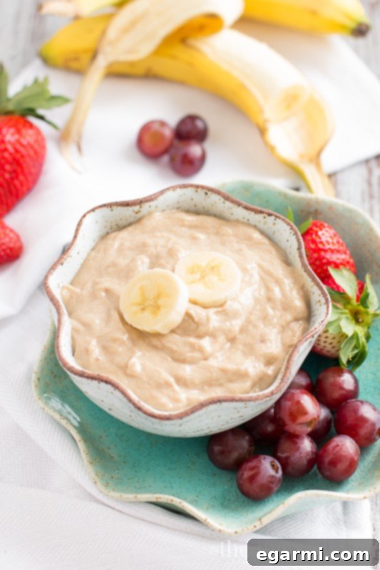 Peanut Butter Banana Dip {Healthy} | www.themessybakerblog.com