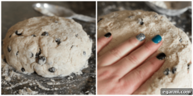 Step 2: Kneading bagel dough with a dough hook attachment until smooth and elastic.