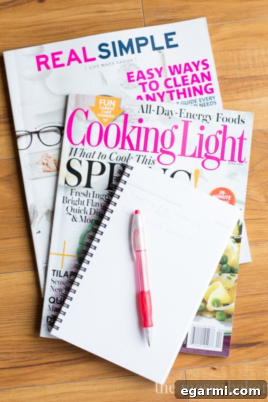 Cooking Light and Real Simple magazines displayed together, suggesting inspiration for healthy living.