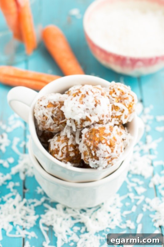 Individual Carrot Cake Energy Balls arranged artfully, showcasing their inviting appearance.