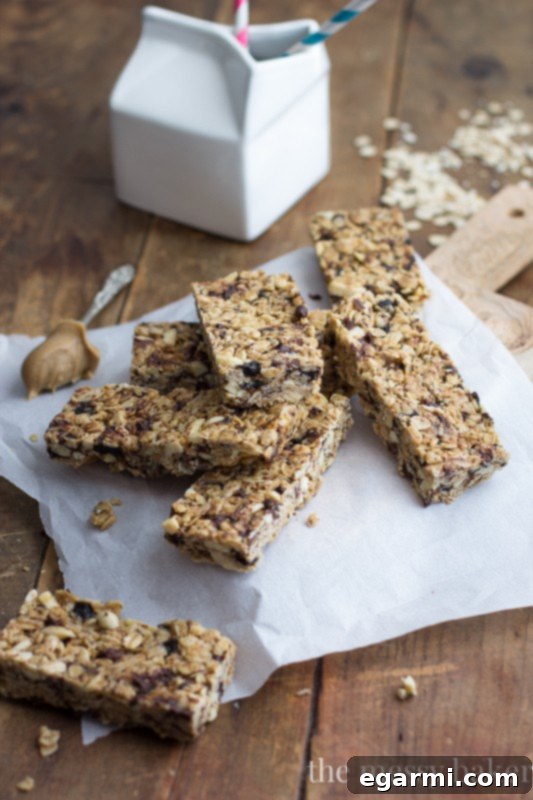 Chewy Granola Bars with Prunes and Peanut Butter