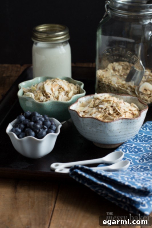 Golden Coconut Muesli 5 A bowl of Toasted Coconut Muesli with a spoon