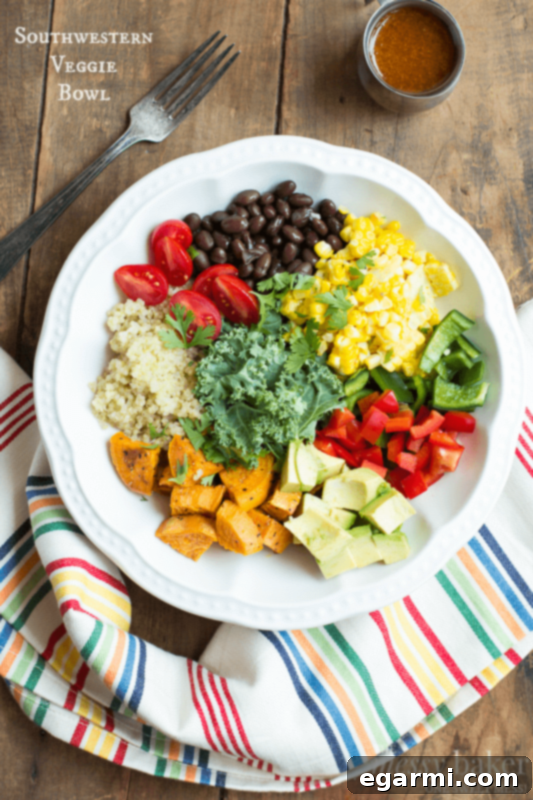Southwest Fiesta Bowl 2 Delicious Southwestern Veggie Bowl with Homemade Chipotle-Lime Vinaigrette