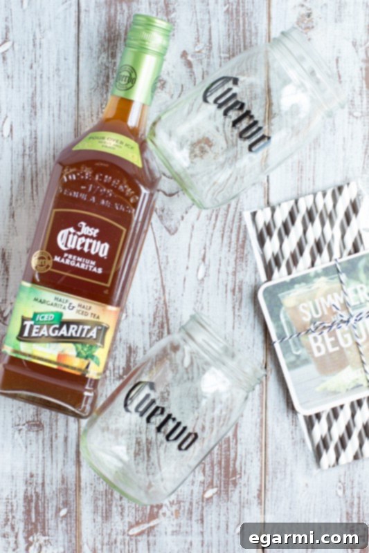 Jose Cuervo Teagarita for easy summer parties and outdoor entertaining, served in a glass with ice and lime.