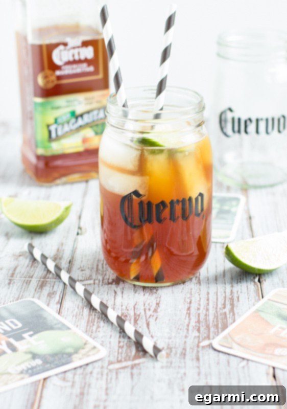 Jose Cuervo Teagarita bottle and a glass ready to serve, symbolizing ease and convenience.