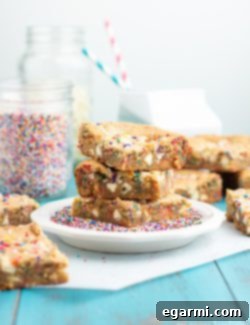 Final plated Malted Milk Funfetti Blondie