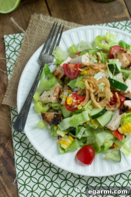 Overhead view of Tequila-Lime Chicken Chopped Salad ingredients