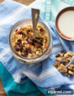 Finished Cranberry Orange Granola in a jar