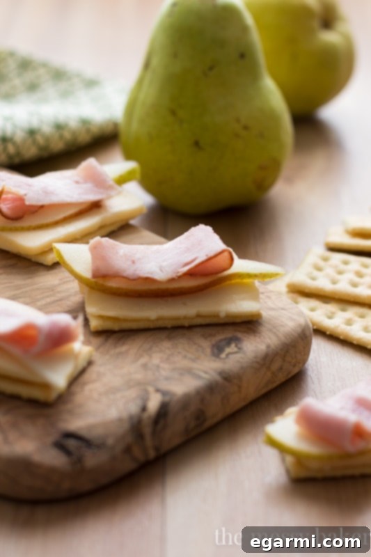 Smoked Ham, Havarti, and Pear Cracker Bites 3 Easy Havarti, Pear, and Smoked Ham Appetizer for Quick Fall Gatherings