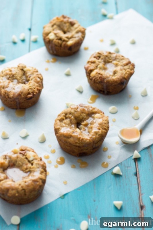 Gluten-Free White Chocolate Pumpkin Cookie Cups Delicious Gluten-Free White Chocolate Pumpkin Cookie Cups with Apple Cider Caramel drizzle