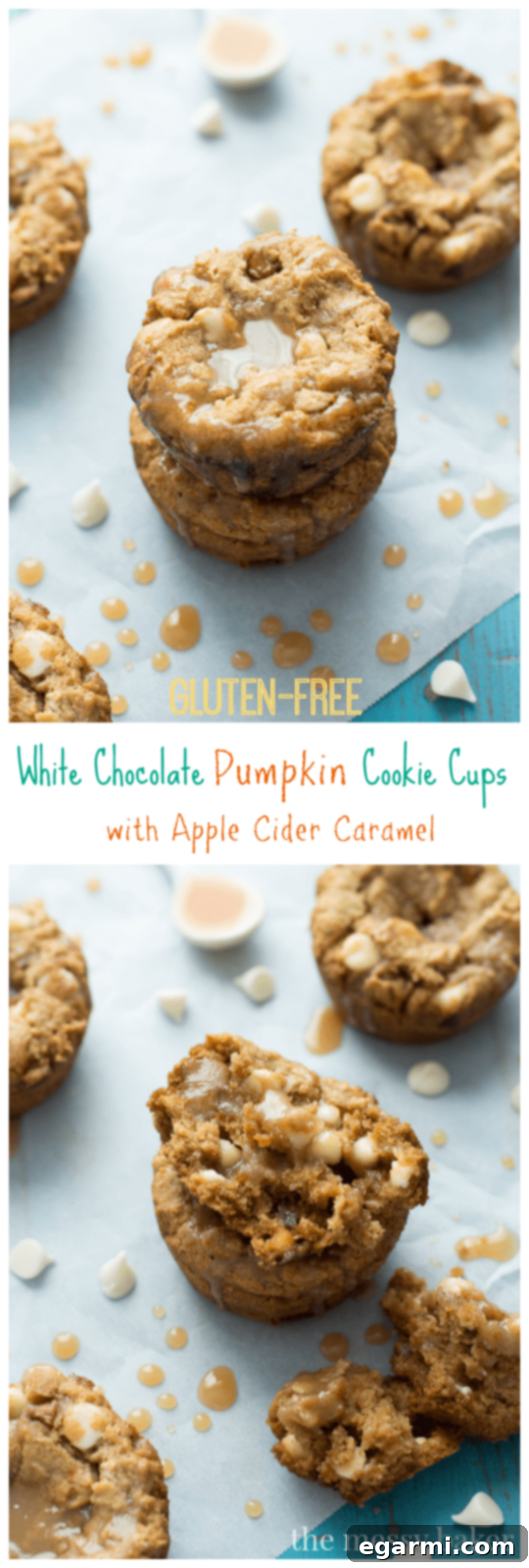Pumpkin White Chocolate Cookies A stack of Gluten-Free White Chocolate Pumpkin Cookie Cups ready to be enjoyed