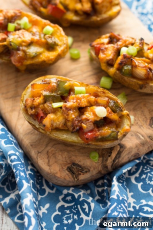 Gluten-Free Chicken Fajita Potato Skins | The Messy Baker Blog | Delicious and Easy