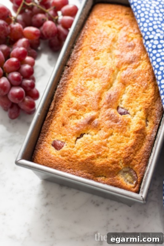 Delicious Ricotta Pound Cake with Grapes and Lemon Glaze