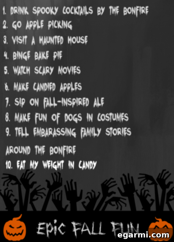 An 'Epic Fall Fun List' featuring various autumn activities and seasonal delights.