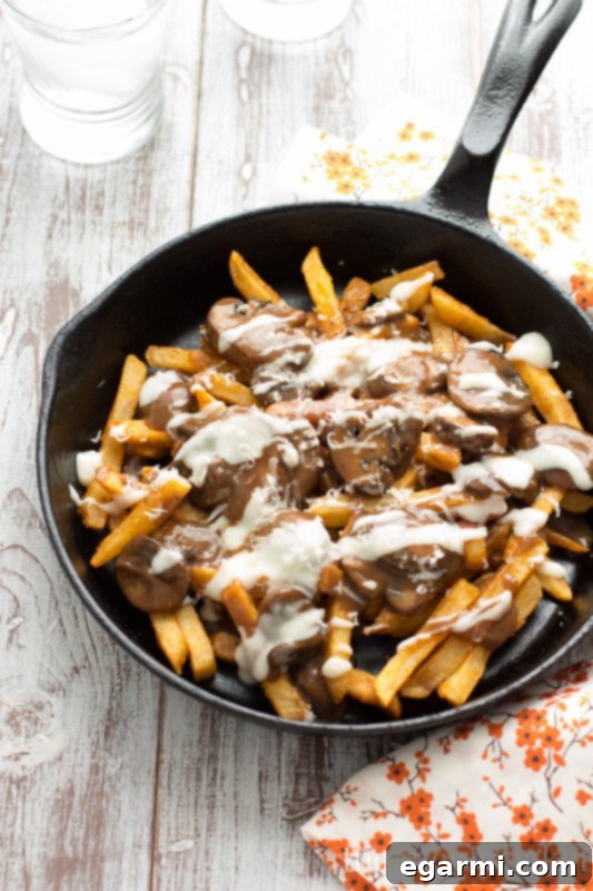 Gluten-Free Mushroom Swiss Poutine - A delicious, easy-to-make comfort food recipe.