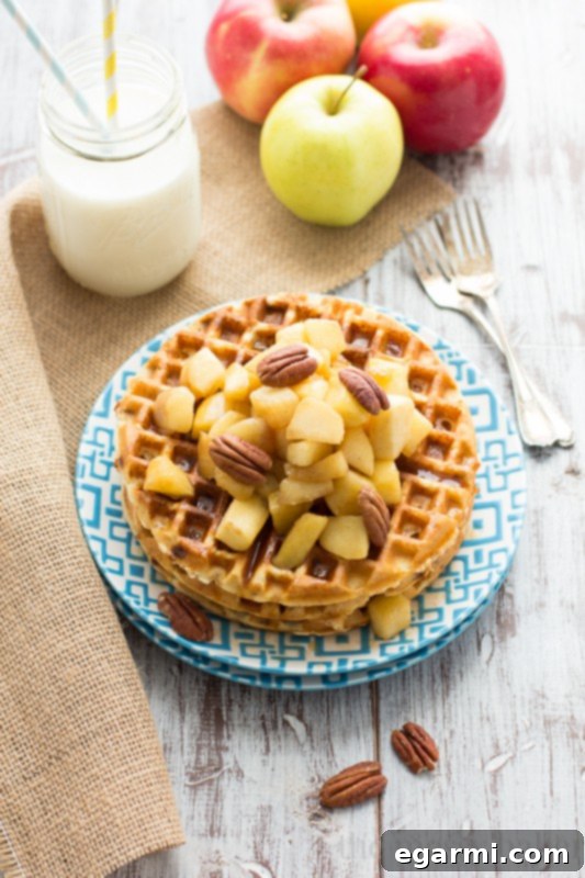 Gluten-Free Cinnamon Chip Waffles with Caramelized Apples | The Ultimate Breakfast Indulgence