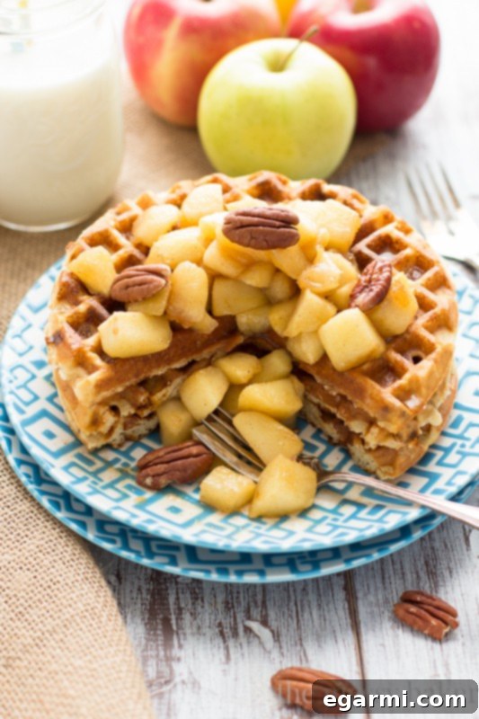 Gluten-Free Cinnamon Chip Waffles with Caramelized Apples | A Plate of Pure Bliss