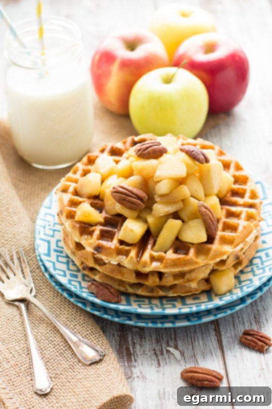 Freshly Made Gluten-Free Cinnamon Chip Waffles | Stacked and Delicious