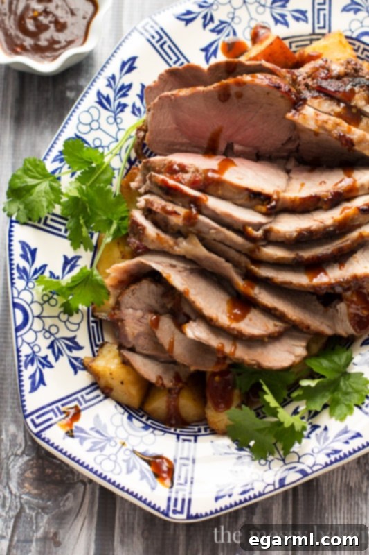 Carved Asian BBQ Glazed Leg of Lamb
