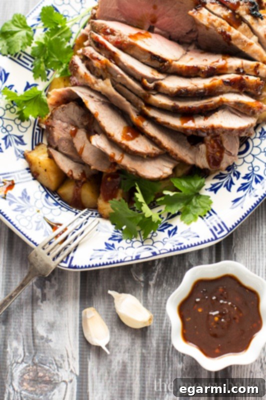 Perfectly Roasted Asian BBQ Glazed Leg of Lamb Dinner