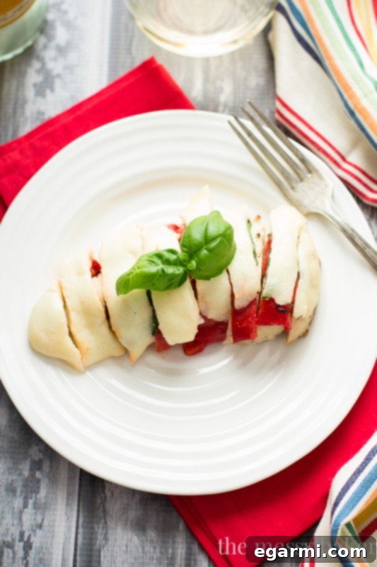Roasted Red Pepper, Basil & Mozzarella Chicken 3 Delicious Chicken with Roasted Red Peppers, Fresh Basil, and Melted Mozzarella