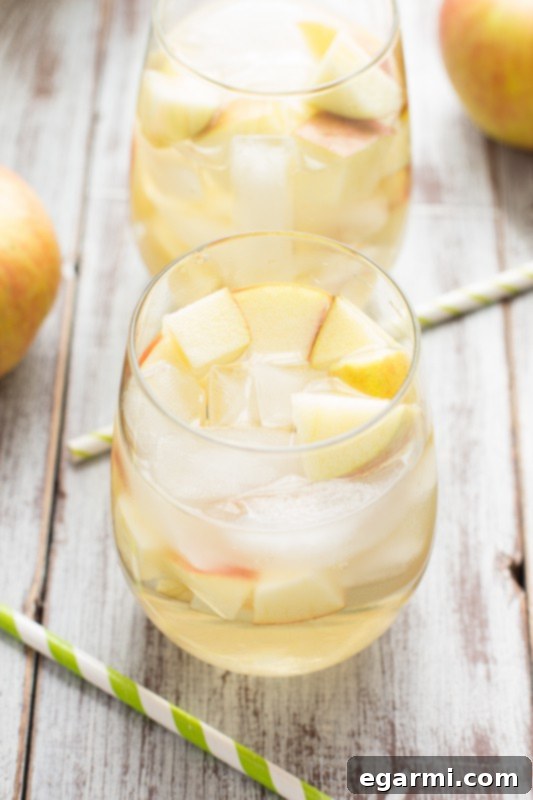 Sparkling Caramel Apple Sangria ready to be poured