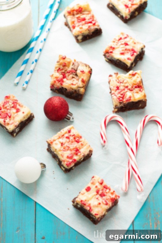 Peppermint Cheesecake Swirl Brownies | www.themessybakerblog.com