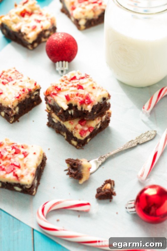 Peppermint Cheesecake Swirl Brownies | www.themessybakerblog.com