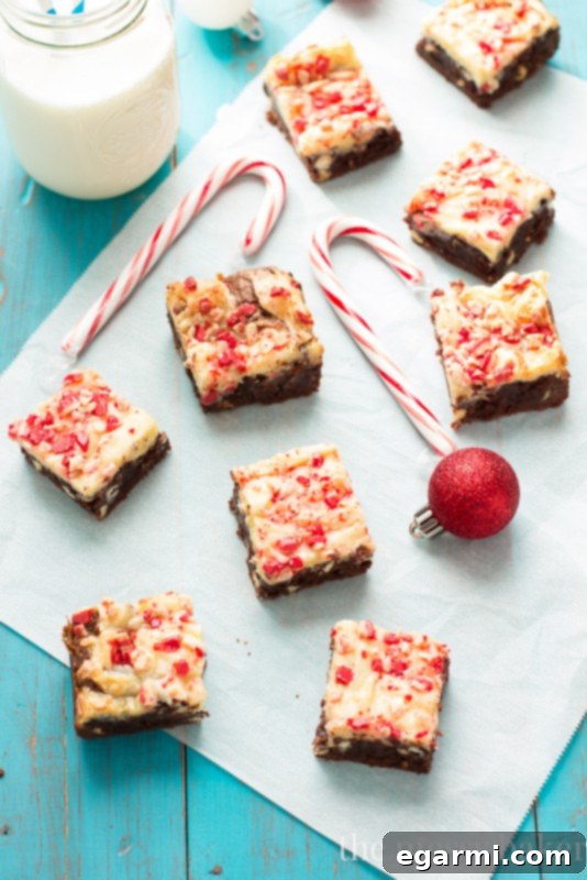 Peppermint Cheesecake Swirl Brownies | www.themessybakerblog.com