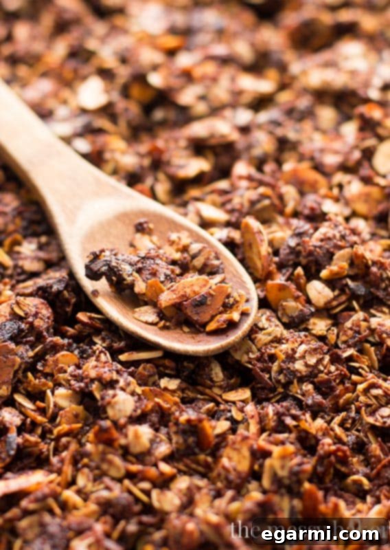Melting Nutella for the homemade granola recipe