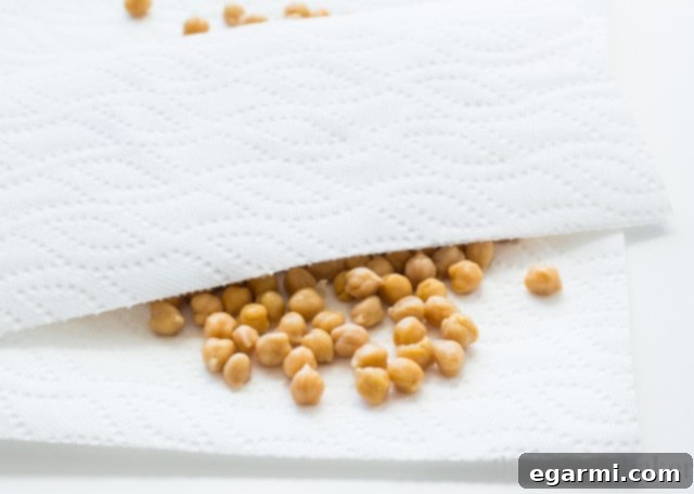 Step 3: Pat Chickpeas Dry and Remove Skins